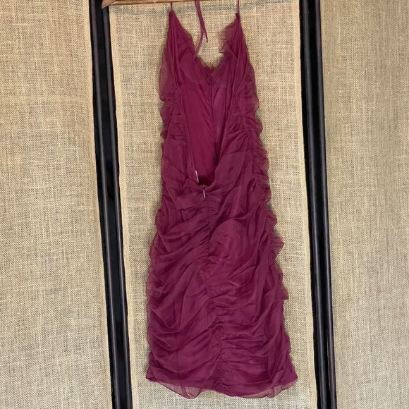 NWT Trendyol halter neck ruched mini dress ruffle red holiday dance bodycon 10 - Picture 9 of 10
